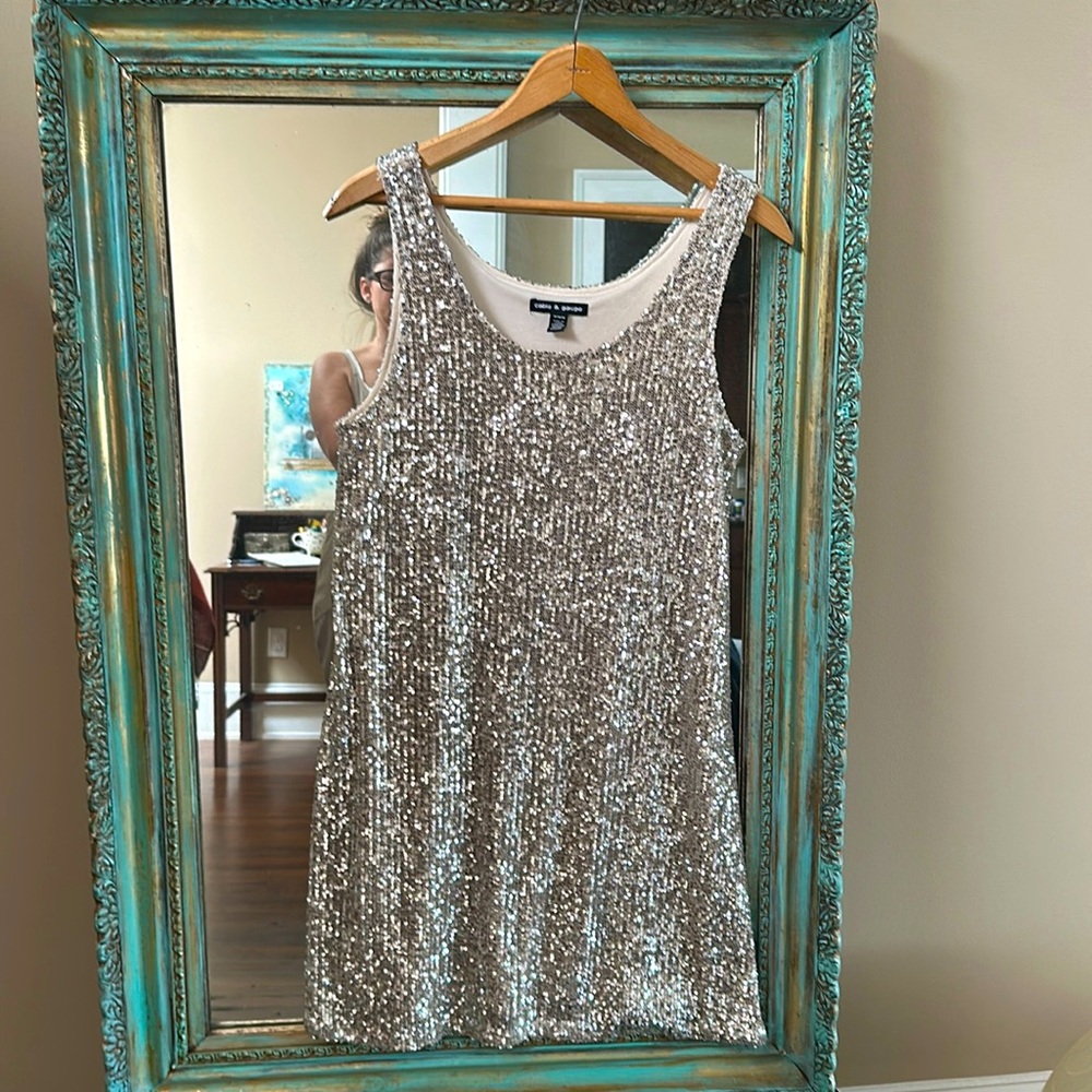 Cable & Gauge Silver sequin party dress size medium